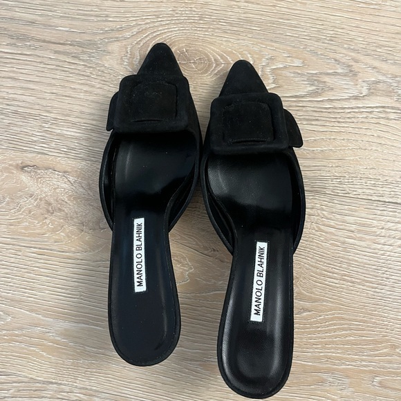 MANOLO BLAHNIK
Black Maysale 50 Suede Leather Mules - Picture 2 of 6